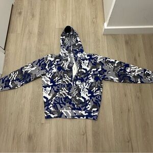 Madhappy x New York Yankees: Blue and Gray Camo Hoodie